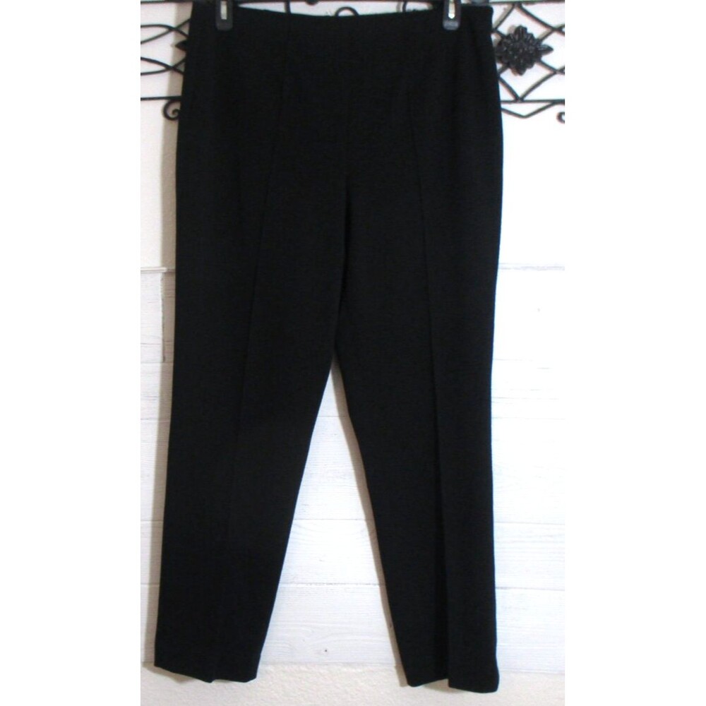 Alfred Dunner Women's Knit Dress Pants Size 12 Black Tapered Leg